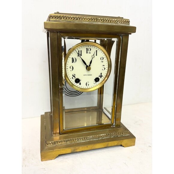 Antique Seth Thomas Crystal Regulator Mantle Clock - Picture 2 of 13